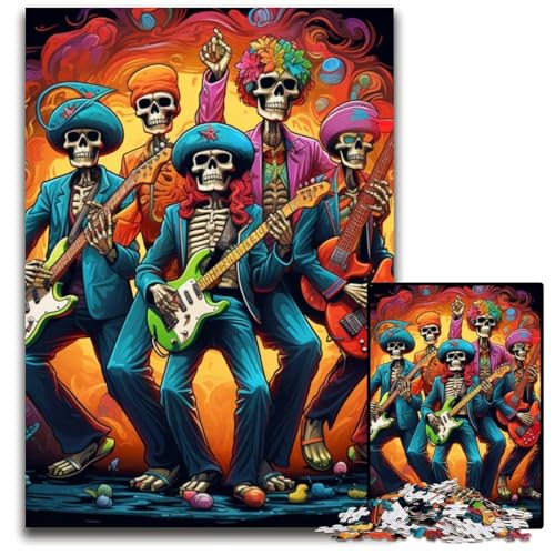 Gitarre spielendes Skelett, 1000-teiliges Puzzle, Unmögliches Puzzle für Erwachsene, Ideal für Teenager und Sammler, Reisegeschenk, Familienaktivität, 50x75cm/19,68x29,52 Zoll Gitarre spielendes Skelett, 1000-teiliges Puzzle, Unmögliches Puzzle für Erwachsene, Ideal für Teenager und Sammler, Reisegeschenk, Familienaktivität, 50x75cm/19,68x29,52 Zoll von MrChunlong