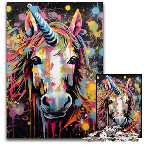 Graffiti-Malerei-Einhorn-Puzzle 1000 Teile für Erwachsene, anspruchsvolles Rätsel, Denksportaufgabe, Spiel für Erwachsene, interaktive Familienaktivität, 26x38cm/10,23x14,96 Zoll Graffiti-Malerei-Einhorn-Puzzle 1000 Teile für Erwachsene, anspruchsvolles Rätsel, Denksportaufgabe, Spiel für Erwachsene, interaktive Familienaktivität, 26x38cm/10,23x14,96 Zoll von MrChunlong