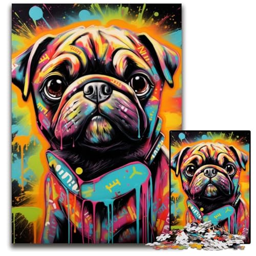 Graffiti-Malerei-Mops, 1000-teiliges Puzzle aus Pappe, Puzzle für Erwachsene, anspruchsvolles Denkspiel, entspannendes Spielzeug für Teenager, 26x38cm/10,23x14,96 Zoll Graffiti-Malerei-Mops, 1000-teiliges Puzzle aus Pappe, Puzzle für Erwachsene, anspruchsvolles Denkspiel, entspannendes Spielzeug für Teenager, 26x38cm/10,23x14,96 Zoll von MrChunlong