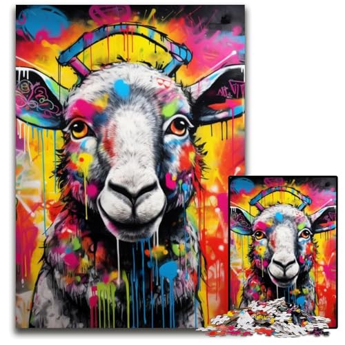 Graffiti-Malerei-Schaf, 1000-teiliges Puzzle, anspruchsvolles Denkspiel, Familienaktivität, Heimdekoration, 26x38cm/10,23x14,96 Zoll Graffiti-Malerei-Schaf, 1000-teiliges Puzzle, anspruchsvolles Denkspiel, Familienaktivität, Heimdekoration, 26x38cm/10,23x14,96 Zoll von MrChunlong