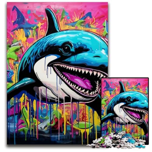 Graffiti-Malerei-Wal, 1000-teiliges Puzzle, Holzpuzzle für Erwachsene, anspruchsvolles Denkspiel – entspannendes Spielzeug für Teenager, 50x75cm/19,68x29,52 Zoll Graffiti-Malerei-Wal, 1000-teiliges Puzzle, Holzpuzzle für Erwachsene, anspruchsvolles Denkspiel – entspannendes Spielzeug für Teenager, 50x75cm/19,68x29,52 Zoll von MrChunlong
