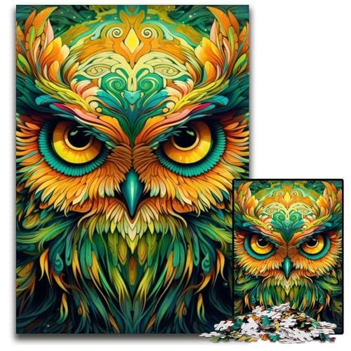 Grüne Eule, 1000-teiliges Puzzle, Holzpuzzle, DIY-Dekoration, Gehirn-Herausforderung, für Erwachsene, Familie, 50x75cm/19,68x29,52 Zoll Grüne Eule, 1000-teiliges Puzzle, Holzpuzzle, DIY-Dekoration, Gehirn-Herausforderung, für Erwachsene, Familie, 50x75cm/19,68x29,52 Zoll von MrChunlong