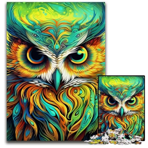 Grünes Eulen-Puzzle, 1000 Teile, für Erwachsene, Holzpuzzle für Erwachsene, ideales DIY-Dekor und Denksport-Geschenk, 50x75cm/19,68x29,52 Zoll Grünes Eulen-Puzzle, 1000 Teile, für Erwachsene, Holzpuzzle für Erwachsene, ideales DIY-Dekor und Denksport-Geschenk, 50x75cm/19,68x29,52 Zoll von MrChunlong