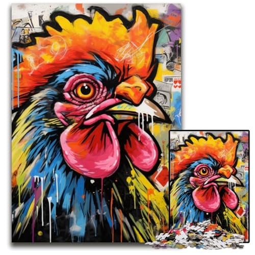 Hahn-Graffiti-Puzzle für Erwachsene, 1000 Teile, Papppuzzle, anspruchsvolles Denkspiel für Teenager, Spaß für den Spieleabend mit der Familie, 26x38cm/10,23x14,96 Zoll Hahn-Graffiti-Puzzle für Erwachsene, 1000 Teile, Papppuzzle, anspruchsvolles Denkspiel für Teenager, Spaß für den Spieleabend mit der Familie, 26x38cm/10,23x14,96 Zoll von MrChunlong