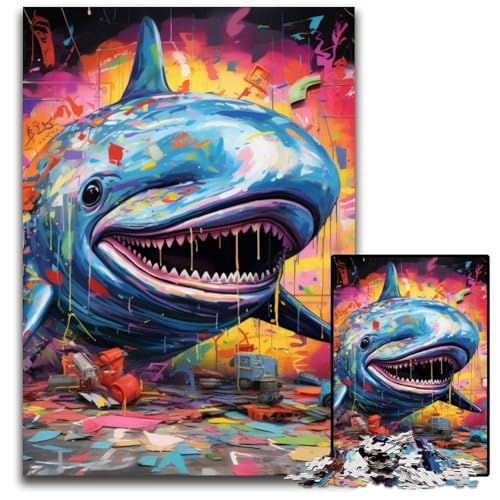Hai-Puzzle 1000 Teile für Erwachsene, anspruchsvolles Rätsel, Denksportaufgabe, Spiel für Erwachsene, interaktive Familienaktivität, 50x75cm/19,68x29,52 Zoll von MrChunlong