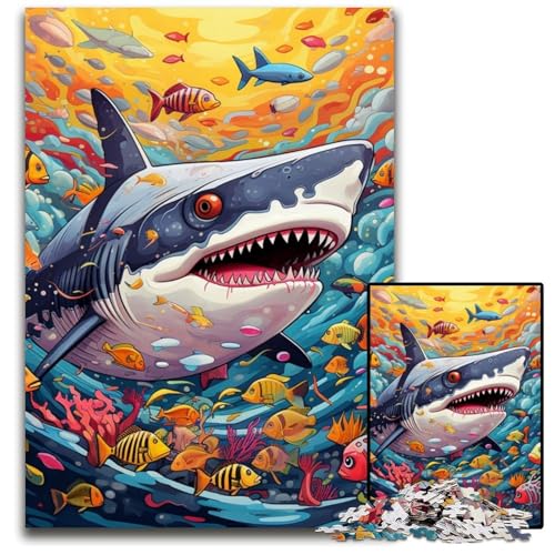 Hai-Puzzle für Erwachsene, 1000-teiliges Puzzle für Erwachsene, Familie und Freunde, geeignet für Kinder ab 14 Jahren, 50x75cm/19,68x29,52 Zoll Hai-Puzzle für Erwachsene, 1000-teiliges Puzzle für Erwachsene, Familie und Freunde, geeignet für Kinder ab 14 Jahren, 50x75cm/19,68x29,52 Zoll von MrChunlong