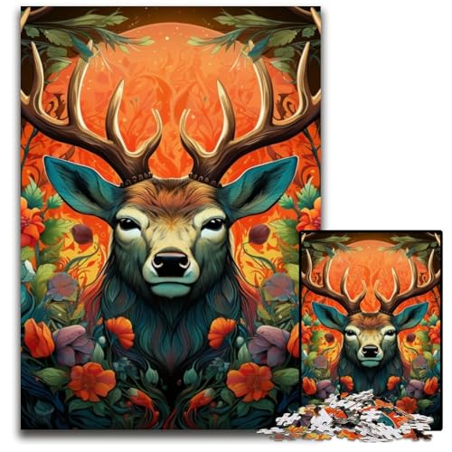 Hirsch-Psychedelic-Art-Puzzle 1000 Teile für Erwachsene, anspruchsvolles Rätsel, Denksportaufgabe, Spiel für Erwachsene, interaktive Familienaktivität, 50x75cm/19,68x29,52 Zoll Hirsch-Psychedelic-Art-Puzzle 1000 Teile für Erwachsene, anspruchsvolles Rätsel, Denksportaufgabe, Spiel für Erwachsene, interaktive Familienaktivität, 50x75cm/19,68x29,52 Zoll von MrChunlong