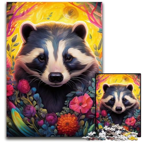 Honigdachs-Blumen-Puzzle 1000 Teile für Erwachsene. Puzzles perfekt für Familienfeiern, Geburtstage, Feiertage, 26x38cm/10,23x14,96 Zoll Honigdachs-Blumen-Puzzle 1000 Teile für Erwachsene. Puzzles perfekt für Familienfeiern, Geburtstage, Feiertage, 26x38cm/10,23x14,96 Zoll von MrChunlong