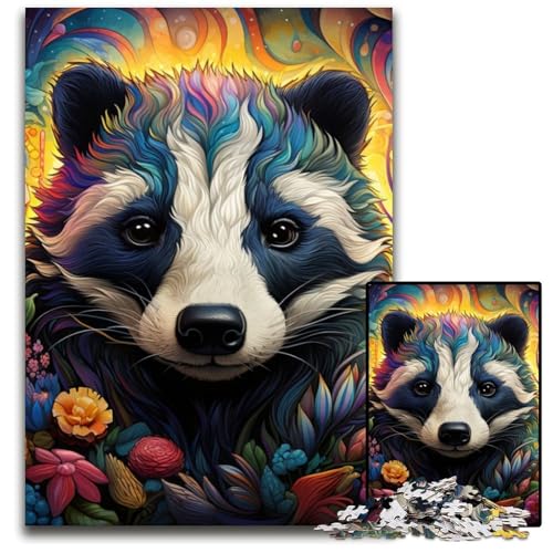 Honigdachs-Blumen-Puzzle für Erwachsene, 1000 Teile, Papppuzzle, Denksportspiel für Teenager, 26x38cm/10,23x14,96 Zoll Honigdachs-Blumen-Puzzle für Erwachsene, 1000 Teile, Papppuzzle, Denksportspiel für Teenager, 26x38cm/10,23x14,96 Zoll von MrChunlong