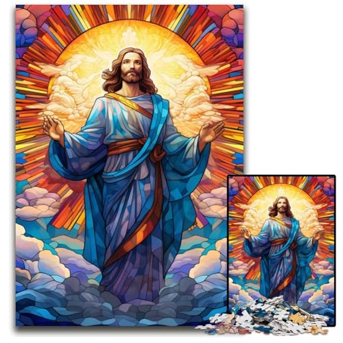 Jesus im Himmel, 1000-teiliges Puzzle für Erwachsene, Holzpuzzle, entspannende Unterhaltung, Heimdekoration, 50x75cm/19,68x29,52 Zoll Jesus im Himmel, 1000-teiliges Puzzle für Erwachsene, Holzpuzzle, entspannende Unterhaltung, Heimdekoration, 50x75cm/19,68x29,52 Zoll von MrChunlong