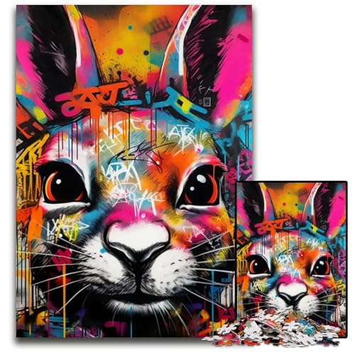 Kaninchen-Graffiti-Puzzle, 1000 Teile, anspruchsvolles Denkspiel, Familienaktivität, Heimdekoration, 50x75cm/19,68x29,52 Zoll Kaninchen-Graffiti-Puzzle, 1000 Teile, anspruchsvolles Denkspiel, Familienaktivität, Heimdekoration, 50x75cm/19,68x29,52 Zoll von MrChunlong