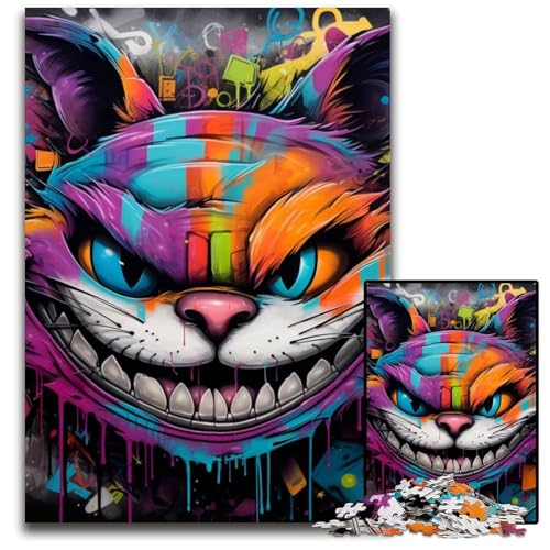 Katzen-Graffiti-Puzzle, 1000 Teile, Unmögliches Puzzle für Erwachsene, Geburtstage und Feiertage, 50x75cm/19,68x29,52 Zoll von MrChunlong