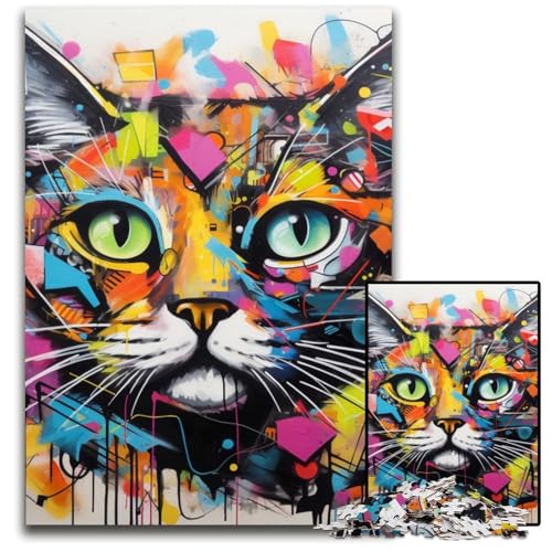 Katzen-Graffiti-Puzzle, 1000 Teile, anspruchsvolles Denkspiel, Familienaktivität, Heimdekoration, 50x75cm/19,68x29,52 Zoll Katzen-Graffiti-Puzzle, 1000 Teile, anspruchsvolles Denkspiel, Familienaktivität, Heimdekoration, 50x75cm/19,68x29,52 Zoll von MrChunlong