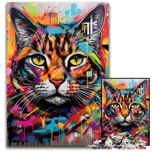 Katzen-Graffiti-Puzzle, 1000 Teile, für Erwachsene, Kartonpuzzle, entspannende Unterhaltung, Heimdekoration, 26x38cm/10,23x14,96 Zoll Katzen-Graffiti-Puzzle, 1000 Teile, für Erwachsene, Kartonpuzzle, entspannende Unterhaltung, Heimdekoration, 26x38cm/10,23x14,96 Zoll von MrChunlong