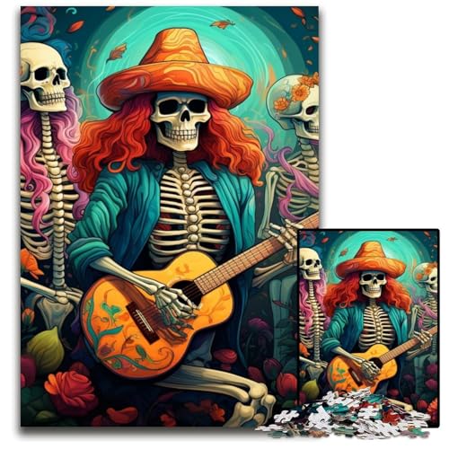 Künstlerisches Skelett, das Gitarre spielt, Puzzle 1000 Teile für Erwachsene, anspruchsvolle Puzzles, anspruchsvolles DIY-Denkspiel für Teenager, 50x75cm/19,68x29,52 Zoll Künstlerisches Skelett, das Gitarre spielt, Puzzle 1000 Teile für Erwachsene, anspruchsvolle Puzzles, anspruchsvolles DIY-Denkspiel für Teenager, 50x75cm/19,68x29,52 Zoll von MrChunlong