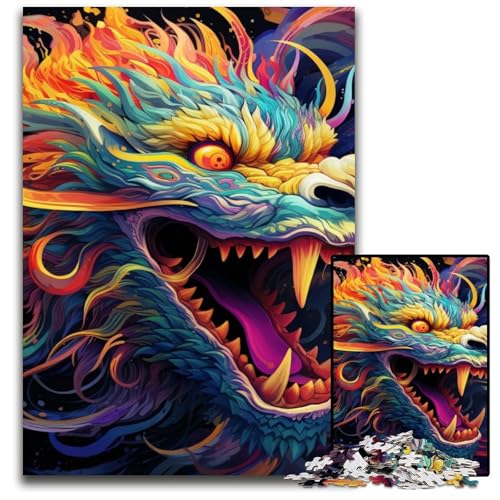 Kunst-Puzzle mit chinesischem Drachen, 1000 Teile, für Erwachsene, Holzpuzzle, entspannende Unterhaltung, Heimdekoration, 50x75cm/19,68x29,52 Zoll Kunst-Puzzle mit chinesischem Drachen, 1000 Teile, für Erwachsene, Holzpuzzle, entspannende Unterhaltung, Heimdekoration, 50x75cm/19,68x29,52 Zoll von MrChunlong