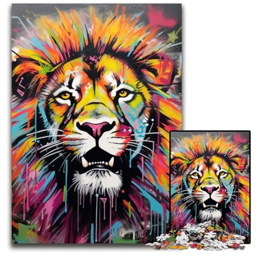 Löwen-Graffiti-Kunst, 1000 Teile, Puzzle-Geschenke, Unmögliches Puzzle für Erwachsene, Herausforderndes Denkspiel für Teenager, Familienspaß, Interaktives Spiel, 26x38cm/10,23x14,96 Zoll Löwen-Graffiti-Kunst, 1000 Teile, Puzzle-Geschenke, Unmögliches Puzzle für Erwachsene, Herausforderndes Denkspiel für Teenager, Familienspaß, Interaktives Spiel, 26x38cm/10,23x14,96 Zoll von MrChunlong
