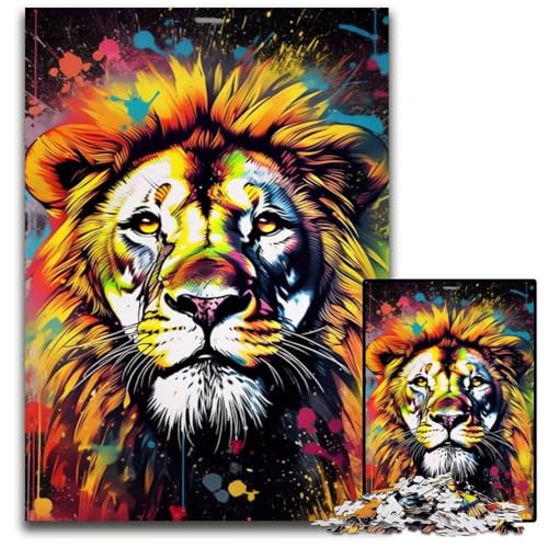 Löwen-Graffiti-Kunst, 1000-teiliges Puzzle, anspruchsvolles Denkspiel, Familienaktivität, Heimdekoration, 50x75cm/19,68x29,52 Zoll Löwen-Graffiti-Kunst, 1000-teiliges Puzzle, anspruchsvolles Denkspiel, Familienaktivität, Heimdekoration, 50x75cm/19,68x29,52 Zoll von MrChunlong