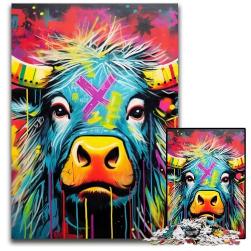 Mgraffiti Painting Yak Puzzles für Erwachsene, 1000-teiliges Puzzle für Erwachsene, Familie und Freunde, geeignet für Kinder ab 14 Jahren, 26x38cm/10,23x14,96 Zoll Mgraffiti Painting Yak Puzzles für Erwachsene, 1000-teiliges Puzzle für Erwachsene, Familie und Freunde, geeignet für Kinder ab 14 Jahren, 26x38cm/10,23x14,96 Zoll von MrChunlong