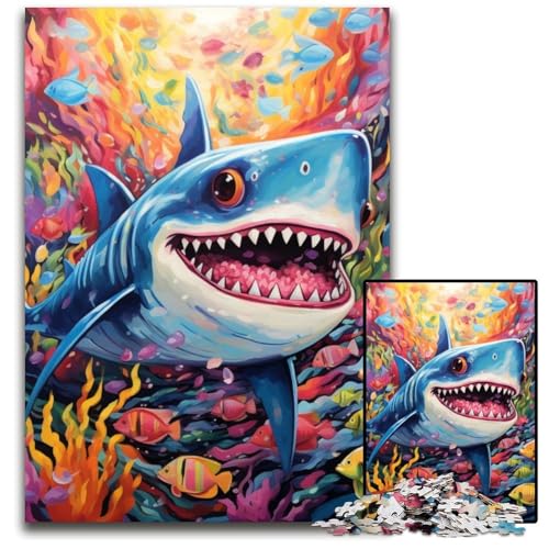Niedliches Hai-Puzzle, 1000 Teile, für Erwachsene, Holzpuzzle, ideal für Teenager und Sammler, Reisegeschenk, Familienaktivität, 50x75cm/19,68x29,52 Zoll Niedliches Hai-Puzzle, 1000 Teile, für Erwachsene, Holzpuzzle, ideal für Teenager und Sammler, Reisegeschenk, Familienaktivität, 50x75cm/19,68x29,52 Zoll von MrChunlong