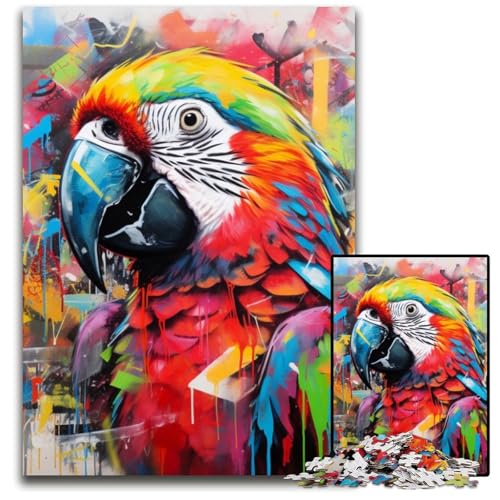 Papageien-Graffiti-Puzzle, 1000 Teile, Geschenk, Puzzle für Erwachsene, Familienaktivität, Heimdekoration zum Selbermachen, 26x38cm/10,23x14,96 Zoll Papageien-Graffiti-Puzzle, 1000 Teile, Geschenk, Puzzle für Erwachsene, Familienaktivität, Heimdekoration zum Selbermachen, 26x38cm/10,23x14,96 Zoll von MrChunlong