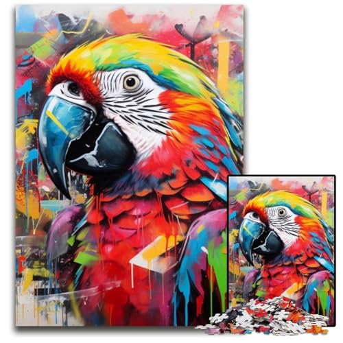 Papageien-Graffiti-Puzzle, 1000 Teile, schwierige Puzzles für Erwachsene für Teenager, Familienspieleabend, hirnfordernde Geschenkidee, 50x75cm/19,68x29,52 Zoll Papageien-Graffiti-Puzzle, 1000 Teile, schwierige Puzzles für Erwachsene für Teenager, Familienspieleabend, hirnfordernde Geschenkidee, 50x75cm/19,68x29,52 Zoll von MrChunlong