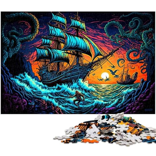 Piratenschiff-Puzzle, 1000 Teile, Holzpuzzle für Erwachsene, anspruchsvolles Denkspiel, entspannendes Spielzeug für Teenager, 50x75cm/19,68x29,52 Zoll Piratenschiff-Puzzle, 1000 Teile, Holzpuzzle für Erwachsene, anspruchsvolles Denkspiel, entspannendes Spielzeug für Teenager, 50x75cm/19,68x29,52 Zoll von MrChunlong