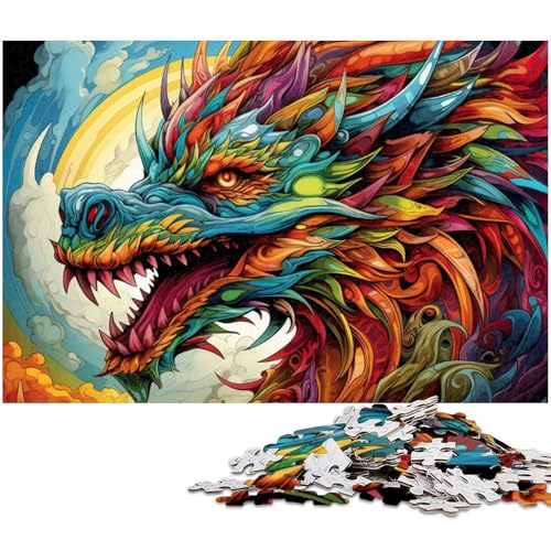 Psychedelic Art Dragon Puzzle für Erwachsene, 1000-teiliges Holzpuzzle, anspruchsvolles Denkspiel für Teenager, Spaß für den Familienspieleabend, 50x75cm/19,68x29,52 Zoll Psychedelic Art Dragon Puzzle für Erwachsene, 1000-teiliges Holzpuzzle, anspruchsvolles Denkspiel für Teenager, Spaß für den Familienspieleabend, 50x75cm/19,68x29,52 Zoll von MrChunlong