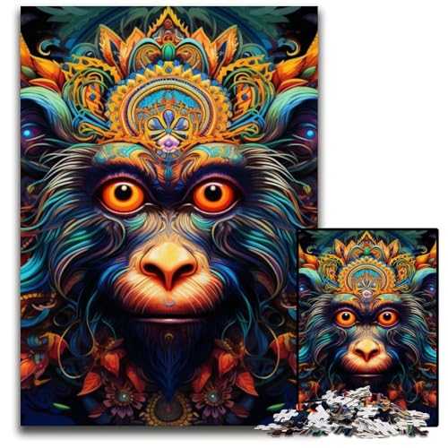 Psychedelic Monkey Puzzle für Erwachsene, 1000 Teile, Holzpuzzle, Denksportspiel für Teenager, 50x75cm/19,68x29,52 Zoll Psychedelic Monkey Puzzle für Erwachsene, 1000 Teile, Holzpuzzle, Denksportspiel für Teenager, 50x75cm/19,68x29,52 Zoll von MrChunlong