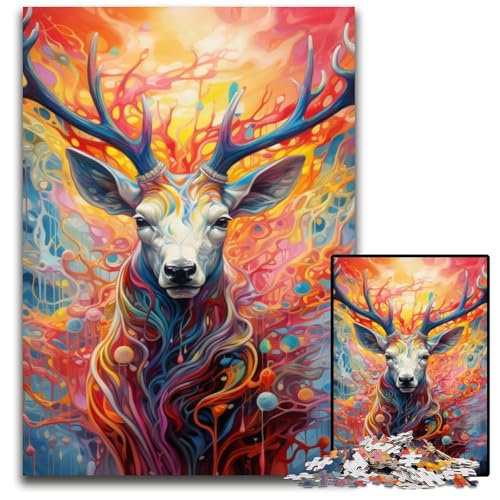 Psychedelische Hirschkunst, 1000-teiliges Puzzle, Geschenke, Unmögliches Puzzle für Erwachsene, Herausforderndes Denkspiel für Teenager, Familienspaß, Interaktives Spiel, 26x38cm/10,23x14,96 Zoll Psychedelische Hirschkunst, 1000-teiliges Puzzle, Geschenke, Unmögliches Puzzle für Erwachsene, Herausforderndes Denkspiel für Teenager, Familienspaß, Interaktives Spiel, 26x38cm/10,23x14,96 Zoll von MrChunlong