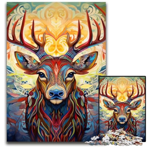 Psychedelische Hirschkunst, 1000-teiliges Puzzle für Erwachsene, schwierige Puzzles für Erwachsene, Heimdekoration, 26x38cm/10,23x14,96 Zoll Psychedelische Hirschkunst, 1000-teiliges Puzzle für Erwachsene, schwierige Puzzles für Erwachsene, Heimdekoration, 26x38cm/10,23x14,96 Zoll von MrChunlong