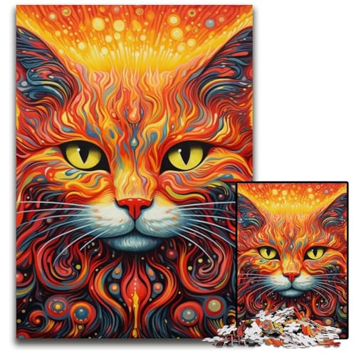 Psychedelische Katze, 1000-teiliges Puzzle, Holzpuzzle für Erwachsene, anspruchsvolles Denkspiel – entspannendes Spielzeug für Teenager, 50x75cm/19,68x29,52 Zoll Psychedelische Katze, 1000-teiliges Puzzle, Holzpuzzle für Erwachsene, anspruchsvolles Denkspiel – entspannendes Spielzeug für Teenager, 50x75cm/19,68x29,52 Zoll von MrChunlong