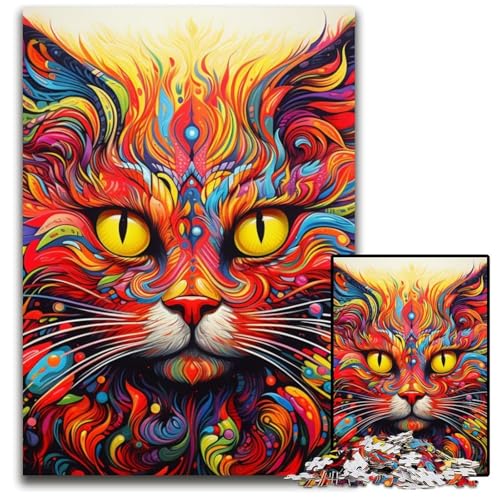 Psychedelische Katze, 1000-teiliges Puzzle, anspruchsvolles Denkspiel, Familienaktivität, Heimdekoration, 26x38cm/10,23x14,96 Zoll Psychedelische Katze, 1000-teiliges Puzzle, anspruchsvolles Denkspiel, Familienaktivität, Heimdekoration, 26x38cm/10,23x14,96 Zoll von MrChunlong