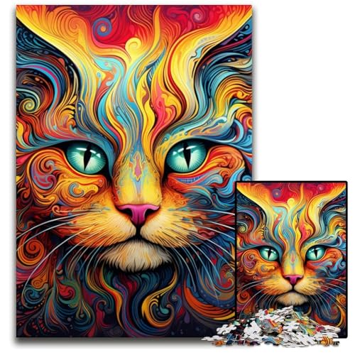 Psychedelische Katze, 1000-teiliges Puzzle, anspruchsvolles Denkspiel, Familienaktivität, Heimdekoration, 26x38cm/10,23x14,96 Zoll Psychedelische Katze, 1000-teiliges Puzzle, anspruchsvolles Denkspiel, Familienaktivität, Heimdekoration, 26x38cm/10,23x14,96 Zoll von MrChunlong