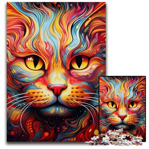 Psychedelische Katze Puzzle für Erwachsene, 1000 Teile, Holzpuzzle, Denksportspiel für Teenager, 50x75cm/19,68x29,52 Zoll Psychedelische Katze Puzzle für Erwachsene, 1000 Teile, Holzpuzzle, Denksportspiel für Teenager, 50x75cm/19,68x29,52 Zoll von MrChunlong