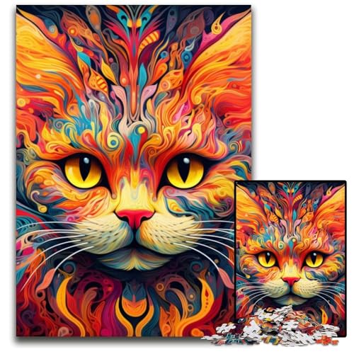 Psychedelische Katzen-Puzzles für Erwachsene, 1000-teiliges Puzzle für Erwachsene, Familie und Freunde, geeignet für Kinder ab 14 Jahren, 26x38cm/10,23x14,96 Zoll Psychedelische Katzen-Puzzles für Erwachsene, 1000-teiliges Puzzle für Erwachsene, Familie und Freunde, geeignet für Kinder ab 14 Jahren, 26x38cm/10,23x14,96 Zoll von MrChunlong
