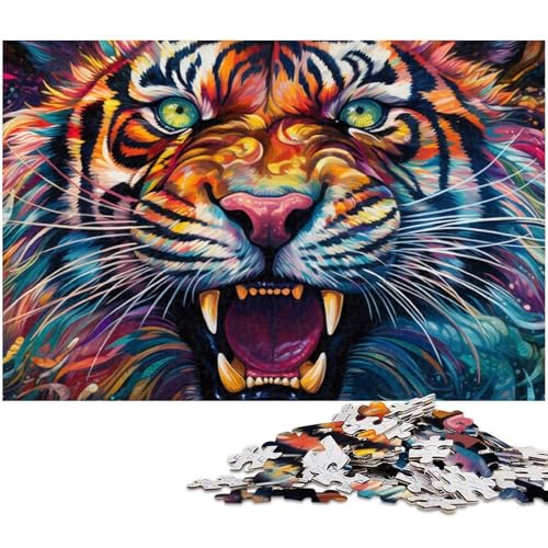 Psychedelischer Tiertiger, 1000-teiliges Puzzle, anspruchsvolles Denkspiel, Familienaktivität, Heimdekoration, 26x38cm/10,23x14,96 Zoll Psychedelischer Tiertiger, 1000-teiliges Puzzle, anspruchsvolles Denkspiel, Familienaktivität, Heimdekoration, 26x38cm/10,23x14,96 Zoll von MrChunlong