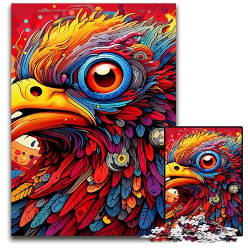 Psychedelischer Vogel, 1000-teiliges Puzzle für Erwachsene, schwierige Puzzles für Erwachsene, Heimdekoration, 50x75cm/19,68x29,52 Zoll von MrChunlong