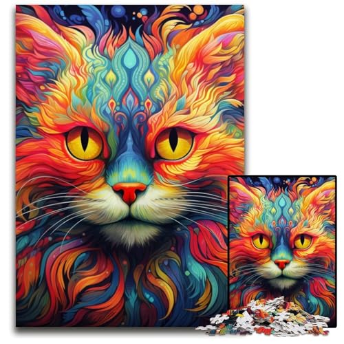 Psychedelisches Katzen-Puzzle für Erwachsene, 1000 Teile, Papppuzzle, anspruchsvolles Denkspiel für Teenager, Spaß für den Familienspieleabend, 26x38cm/10,23x14,96 Zoll Psychedelisches Katzen-Puzzle für Erwachsene, 1000 Teile, Papppuzzle, anspruchsvolles Denkspiel für Teenager, Spaß für den Familienspieleabend, 26x38cm/10,23x14,96 Zoll von MrChunlong
