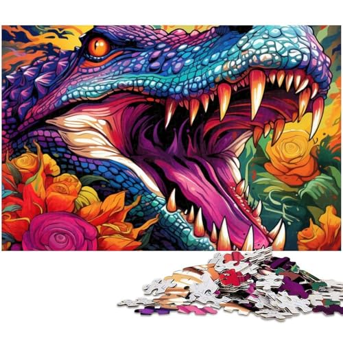 Psychedelisches Nilkrokodil, 1000 Teile, Puzzle, Geschenke, Unmögliches Puzzle für Erwachsene, Herausforderndes Denkspiel für Teenager, Familienspaß, Interaktives Spiel, 26x38cm/10,23x14,96 Zoll von MrChunlong