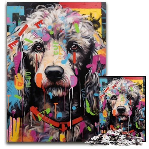 Pudel-Graffiti-Puzzle, 1000 Teile, Holzpuzzle für Erwachsene, anspruchsvolles Denkspiel – entspannendes Spielzeug für Teenager, 50x75cm/19,68x29,52 Zoll Pudel-Graffiti-Puzzle, 1000 Teile, Holzpuzzle für Erwachsene, anspruchsvolles Denkspiel – entspannendes Spielzeug für Teenager, 50x75cm/19,68x29,52 Zoll von MrChunlong