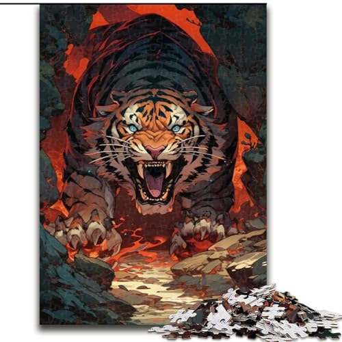 Puzzle 1000 Teile, Anime-Kunst, Tiger-Puzzle aus Holz, anspruchsvolles Denkspiel für Teenager, Familienspaß, DIY-Heimdekor-Geschenk, 1000 Teile(50x75cm) von MrChunlong