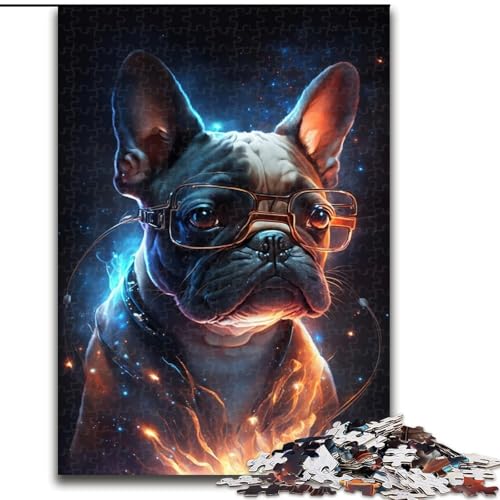 Puzzle 1000 Teile, Brille, Französische Bulldogge, Puzzle aus Holz, anspruchsvolles Denkspiel für Teenager, unterhaltsames interaktives Spiel für die ganze Familie, 1000 Teile(50x75cm) von MrChunlong