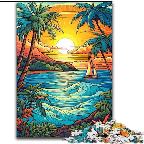 Puzzle 1000 Teile, Bunte Strandkunst, aus Holz, lustige Aktivität für zu Hause, 50x75cm, Denkspiel für Teenager Puzzle 1000 Teile, Bunte Strandkunst, aus Holz, lustige Aktivität für zu Hause, 50x75cm, Denkspiel für Teenager von MrChunlong