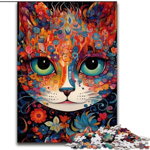 Puzzle 1000 Teile, Bunte Tierkatze aus Holz, lustige Aktivität für zu Hause, 50x75cm, Denkspiel für Teenager Puzzle 1000 Teile, Bunte Tierkatze aus Holz, lustige Aktivität für zu Hause, 50x75cm, Denkspiel für Teenager von MrChunlong