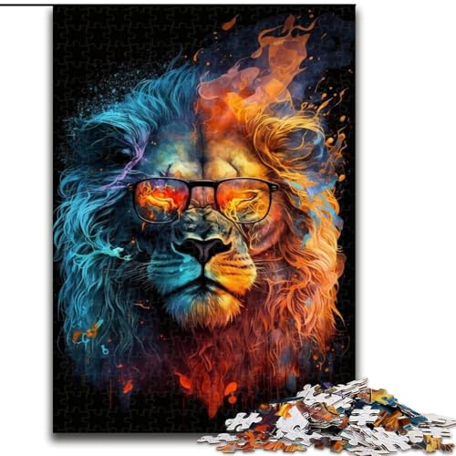 Puzzle 1000 Teile, Bunter Löwe mit Brille, aus Holz, ideal als Dekoration für Zuhause und Büro, Geburtstag, 50x75cm, Geburtstagsparty für Männer und Frauen Puzzle 1000 Teile, Bunter Löwe mit Brille, aus Holz, ideal als Dekoration für Zuhause und Büro, Geburtstag, 50x75cm, Geburtstagsparty für Männer und Frauen von MrChunlong