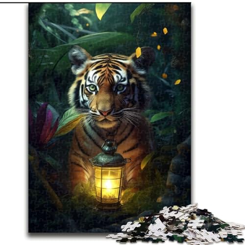 Puzzle 1000 Teile, Fantasielampe, Tigerjunges, Puzzle aus Holz, anspruchsvolles Denkspiel für Teenager, Spaß für den Familienspielabend, 1000 Teile(50x75cm) von MrChunlong