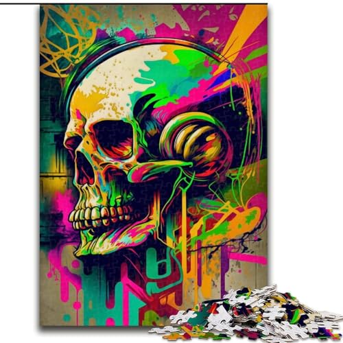 Puzzle 1000 Teile, Skelette malen, aus Holz, perfektes Weihnachts- und Neujahrsgeschenk, Feiertagsgeschenk, 50x75cm, Denksportspiel für Teenager, perfektes Feiertagsgeschenk von MrChunlong