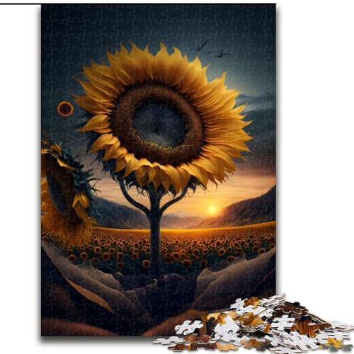 Puzzle 1000 Teile, Sonnenaufgang-Sonnenblumen-Puzzle aus Holz, anspruchsvolles Denkspiel für Teenager, Familienspaß, DIY-Heimdekor-Geschenk, 1000 Teile(50x75cm) von MrChunlong