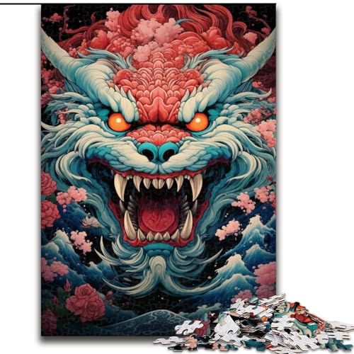 Puzzle 1000 Teile, Tier- und Drachenpuzzle aus Holz, anspruchsvolles Denkspiel für Teenager, interaktives Familienspiel, 1000 Teile(50x75cm) von MrChunlong